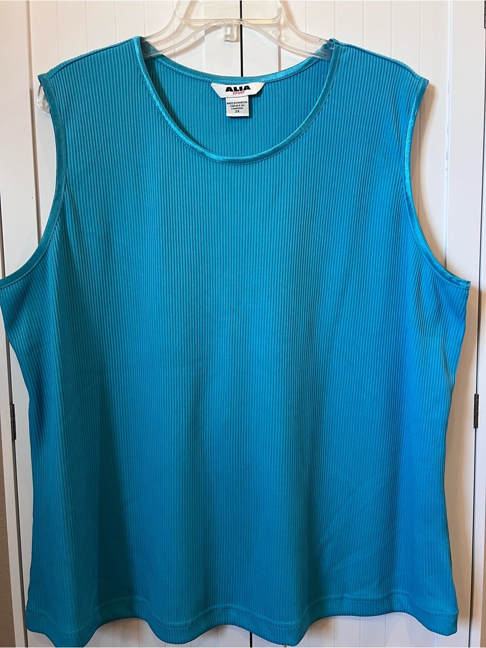 Alia Sleeveless Ribbed Tank Top in Bright Teal Blue